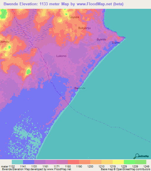 Bwende,Uganda Elevation Map