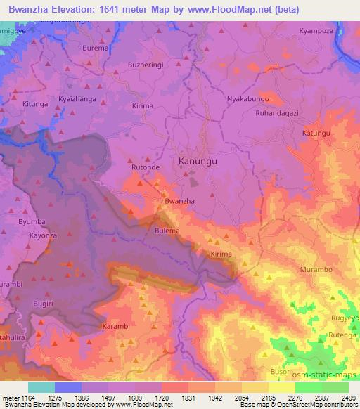 Bwanzha,Uganda Elevation Map