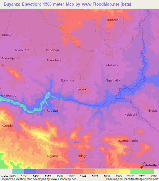 Buyanza,Uganda Elevation Map