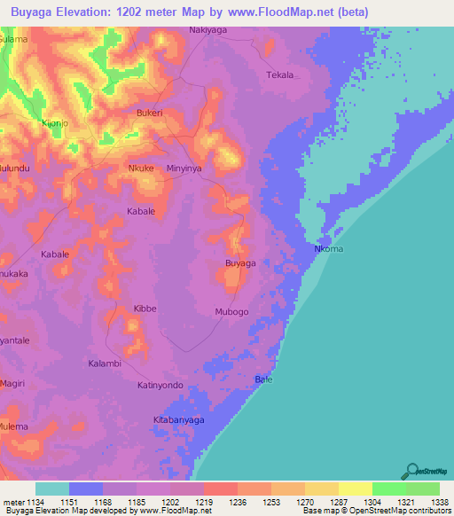 Buyaga,Uganda Elevation Map