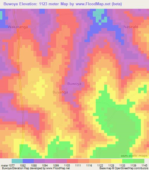 Buwoya,Uganda Elevation Map