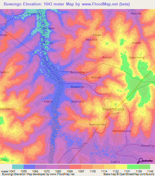 Buwongo,Uganda Elevation Map