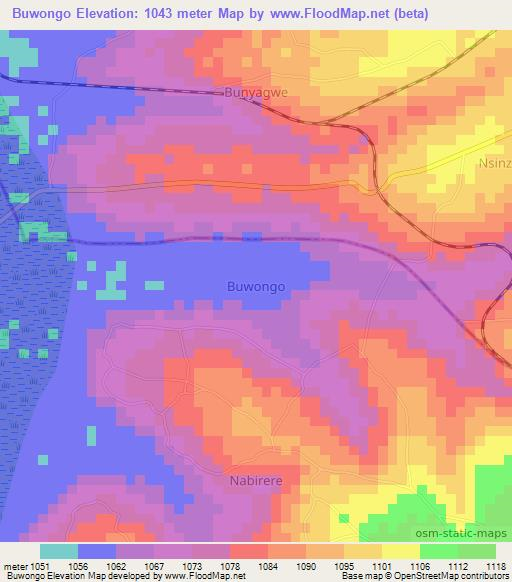 Buwongo,Uganda Elevation Map