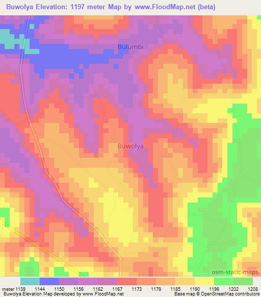 Buwolya,Uganda Elevation Map