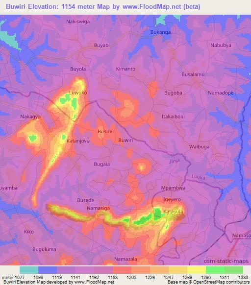 Buwiri,Uganda Elevation Map