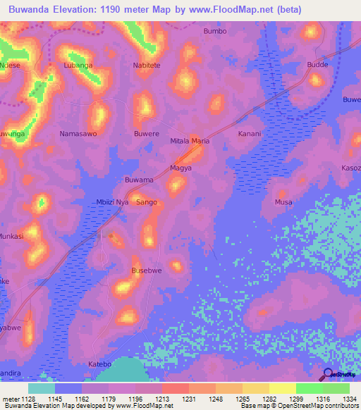 Buwanda,Uganda Elevation Map