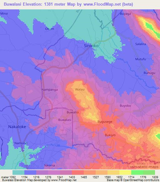 Buwalasi,Uganda Elevation Map
