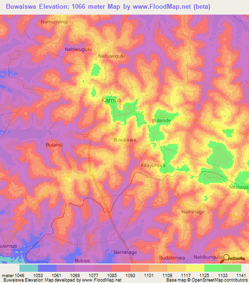Buwaiswa,Uganda Elevation Map