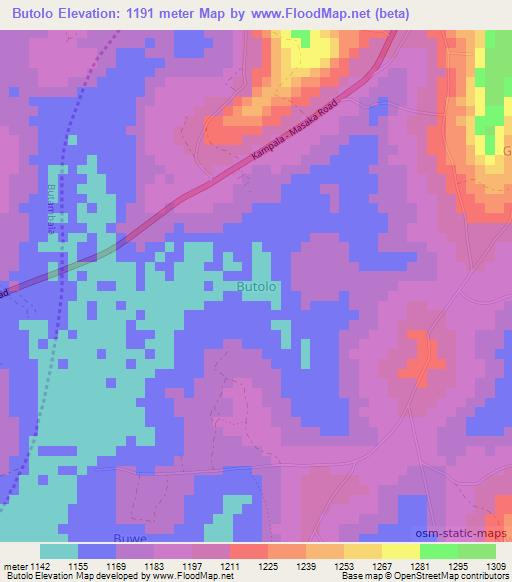 Butolo,Uganda Elevation Map