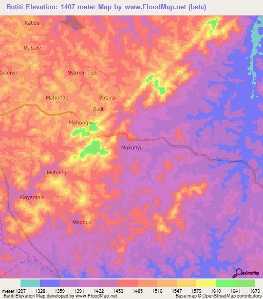 Butiti,Uganda Elevation Map