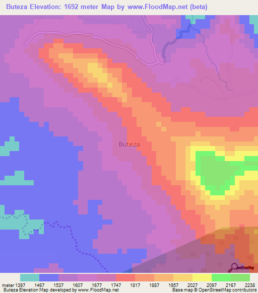Buteza,Uganda Elevation Map