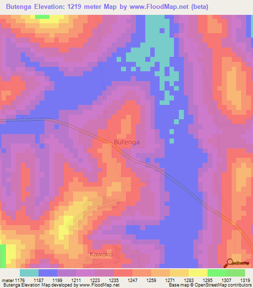 Butenga,Uganda Elevation Map