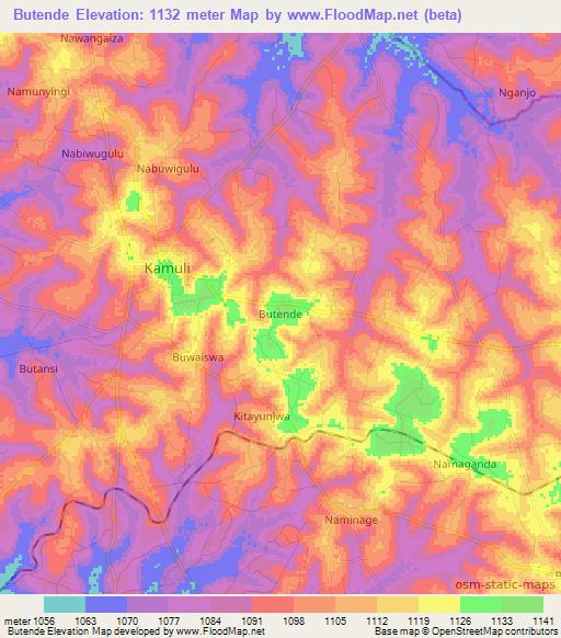 Butende,Uganda Elevation Map