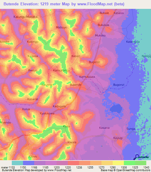 Butende,Uganda Elevation Map