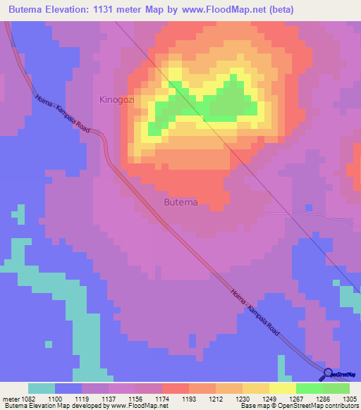 Butema,Uganda Elevation Map