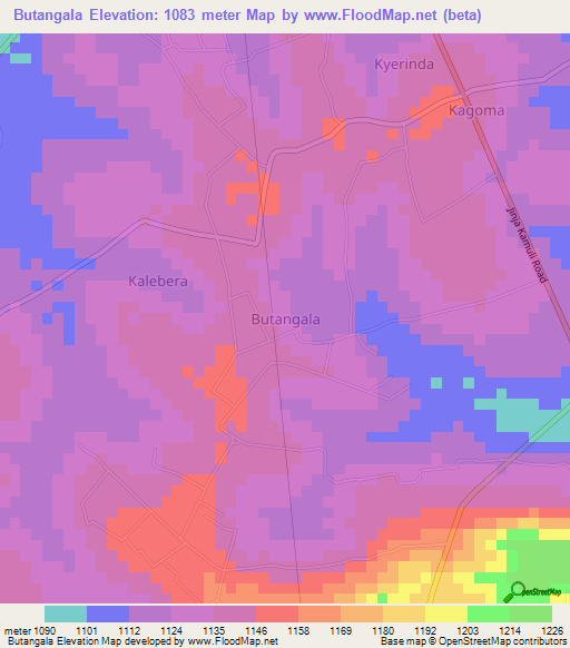 Butangala,Uganda Elevation Map