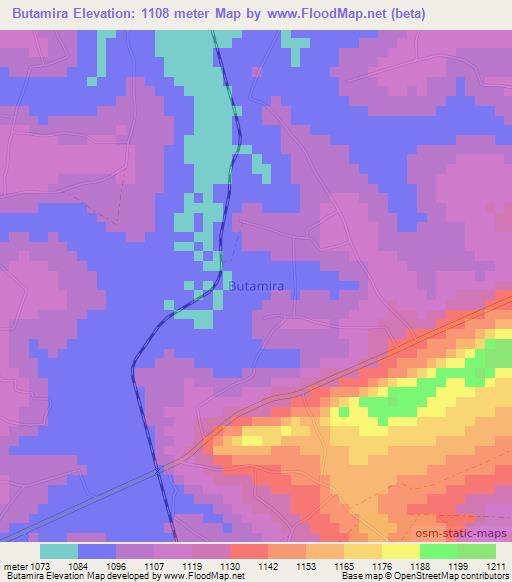 Butamira,Uganda Elevation Map