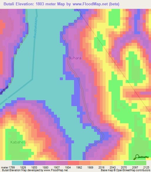 Butali,Uganda Elevation Map