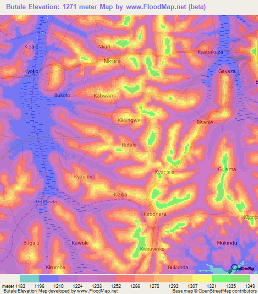 Butale,Uganda Elevation Map