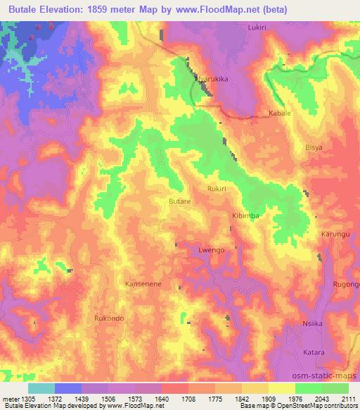 Butale,Uganda Elevation Map