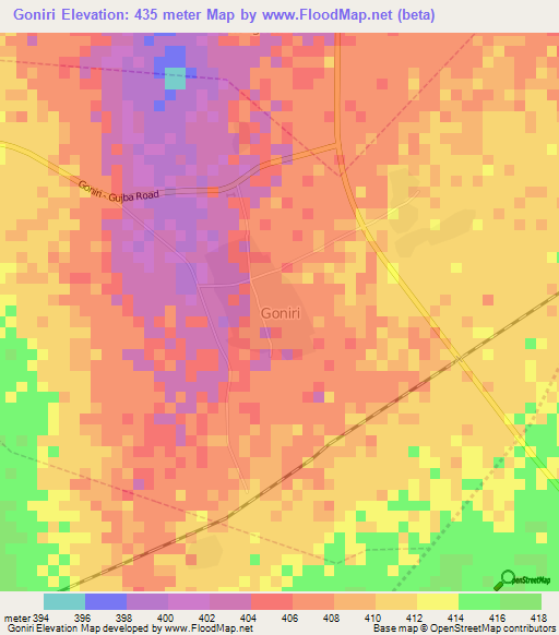 Goniri,Nigeria Elevation Map