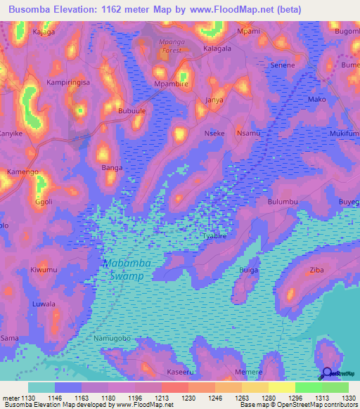 Busomba,Uganda Elevation Map