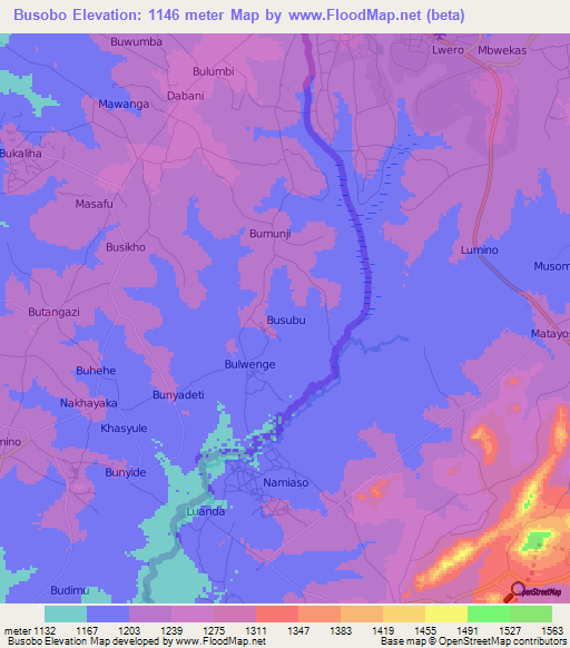 Busobo,Uganda Elevation Map