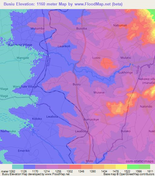 Busiu,Uganda Elevation Map