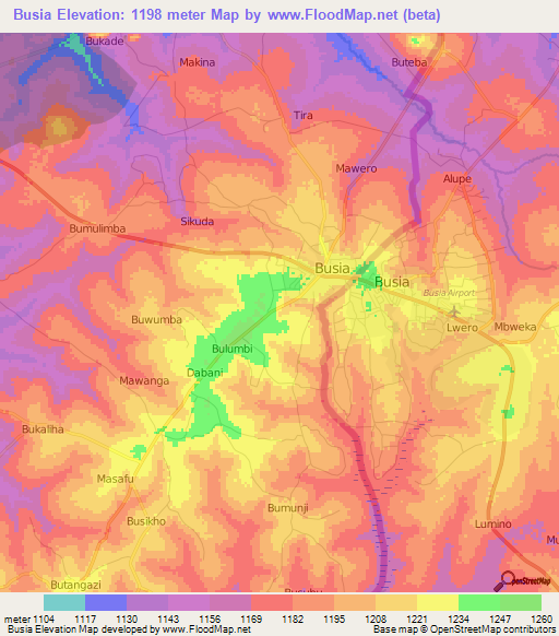 Busia,Uganda Elevation Map