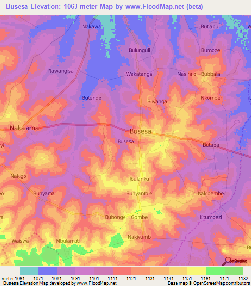 Busesa,Uganda Elevation Map