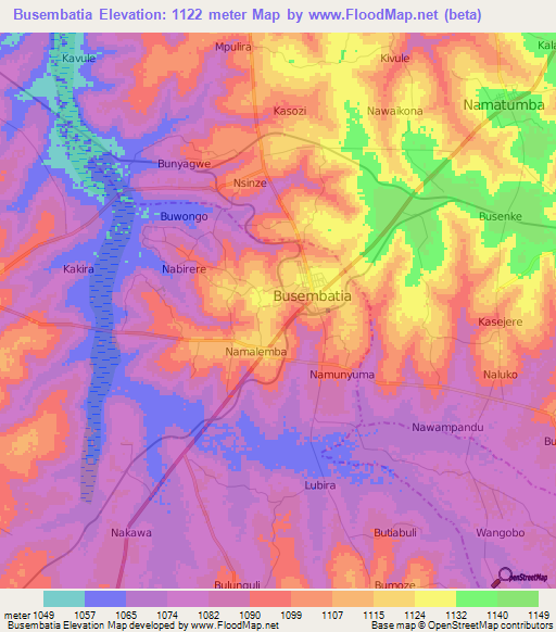 Busembatia,Uganda Elevation Map