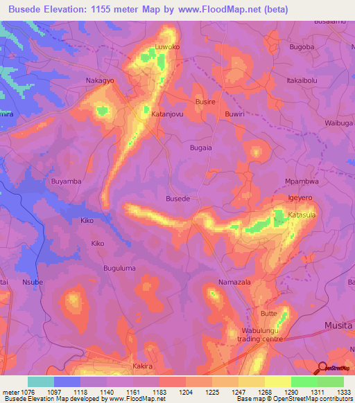Busede,Uganda Elevation Map