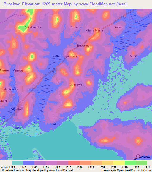 Busebwe,Uganda Elevation Map