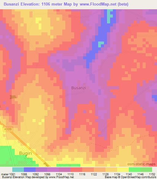 Busanzi,Uganda Elevation Map