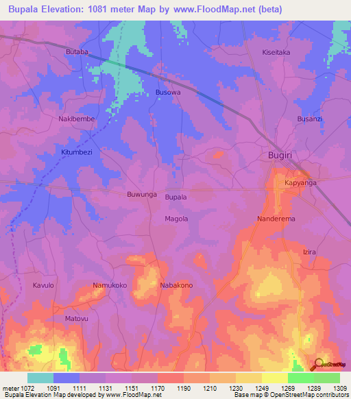 Bupala,Uganda Elevation Map