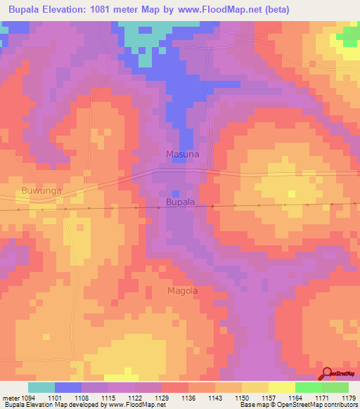 Bupala,Uganda Elevation Map