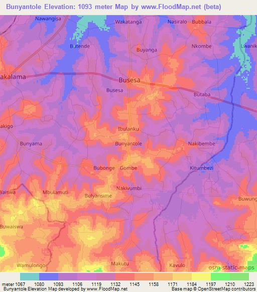 Bunyantole,Uganda Elevation Map