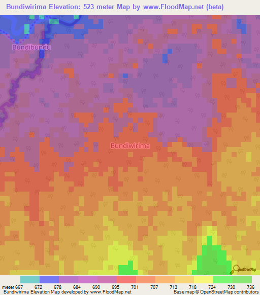 Bundiwirima,Uganda Elevation Map