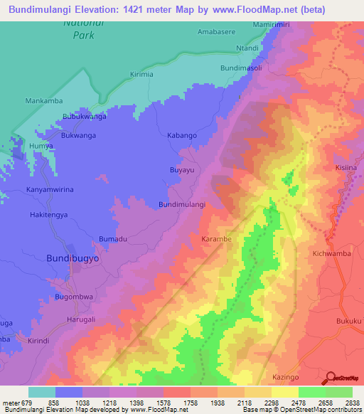 Bundimulangi,Uganda Elevation Map