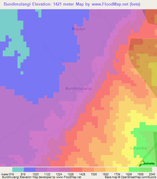 Bundimulangi,Uganda Elevation Map