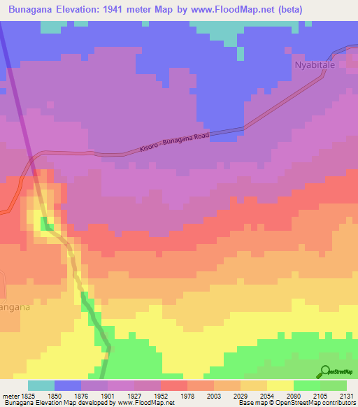 Bunagana,Uganda Elevation Map