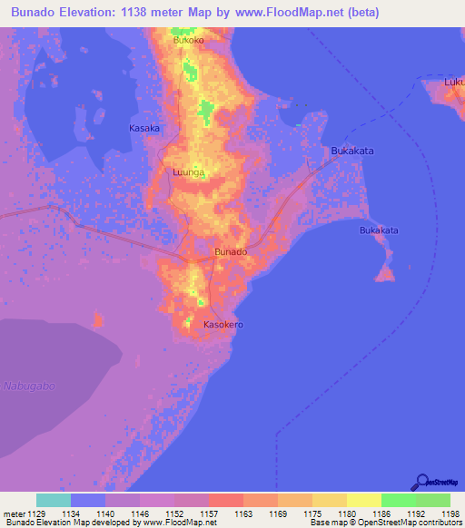 Bunado,Uganda Elevation Map
