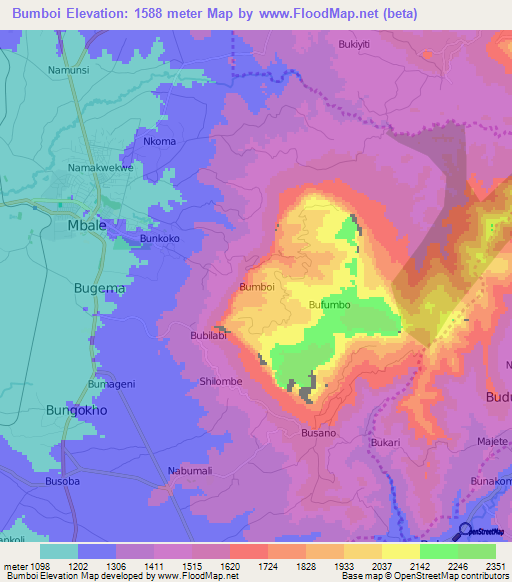 Bumboi,Uganda Elevation Map