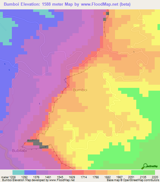 Bumboi,Uganda Elevation Map
