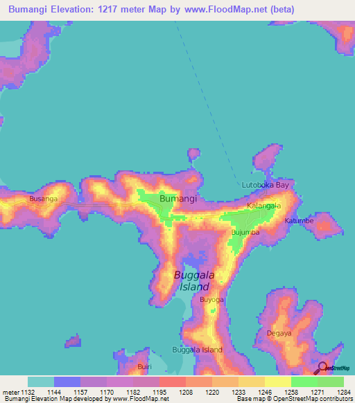 Bumangi,Uganda Elevation Map