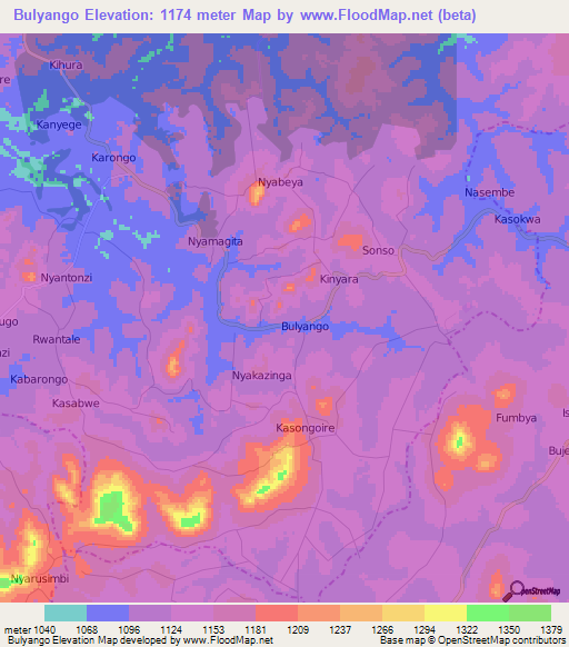 Bulyango,Uganda Elevation Map