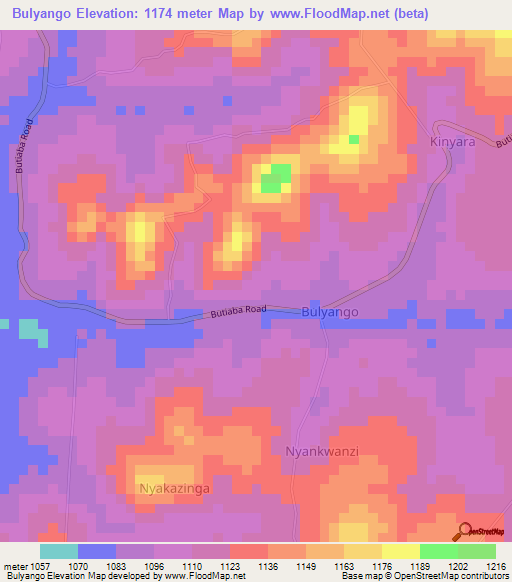 Bulyango,Uganda Elevation Map