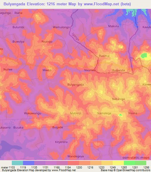 Bulyangada,Uganda Elevation Map