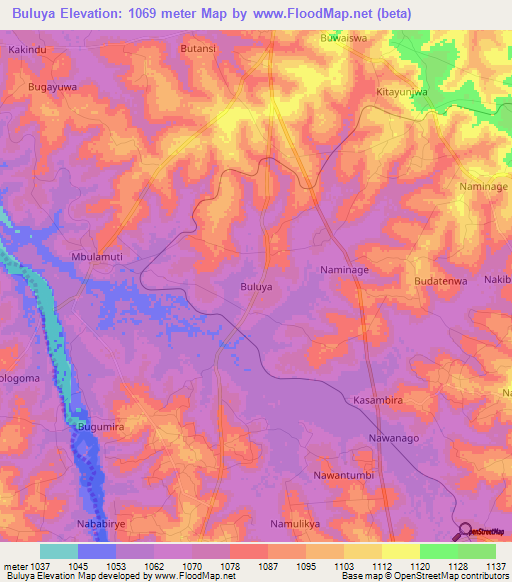 Buluya,Uganda Elevation Map