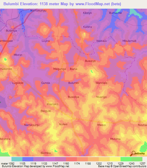 Bulumbi,Uganda Elevation Map